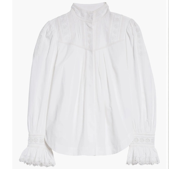 Rebecca Taylor Poplin Lace Trim Top - Picture 4 of 12